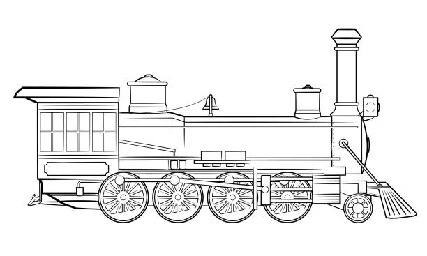 Train coloring page stock photos pictures royalty