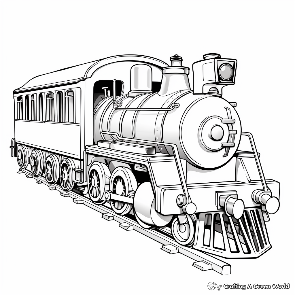 Realistic train coloring pages