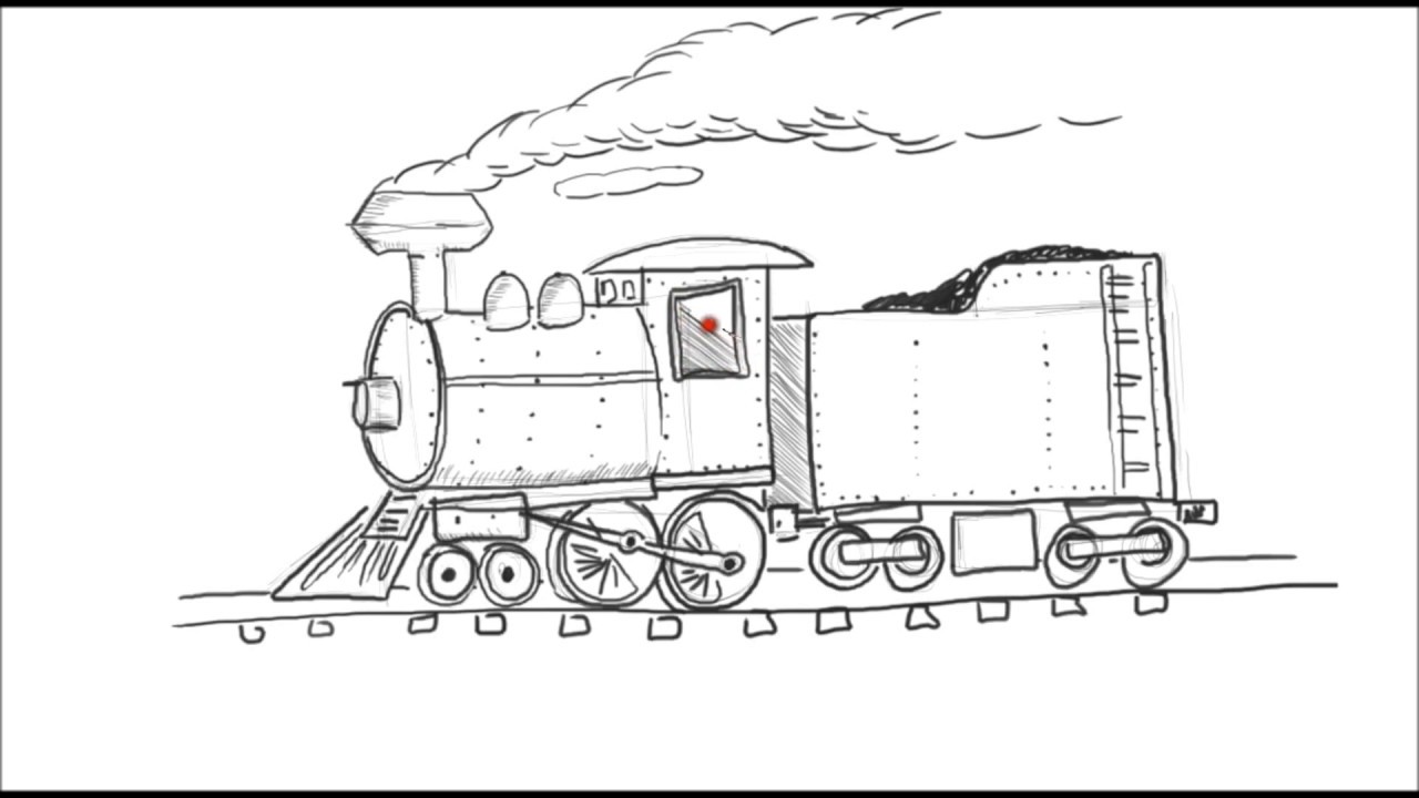 How to draw a cartoon train stea engine locootive