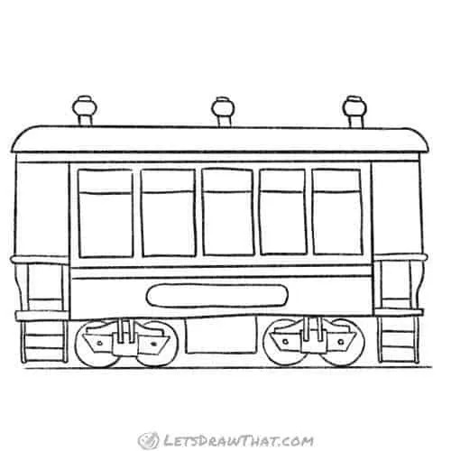 How to draw a train step by step from simple shapes