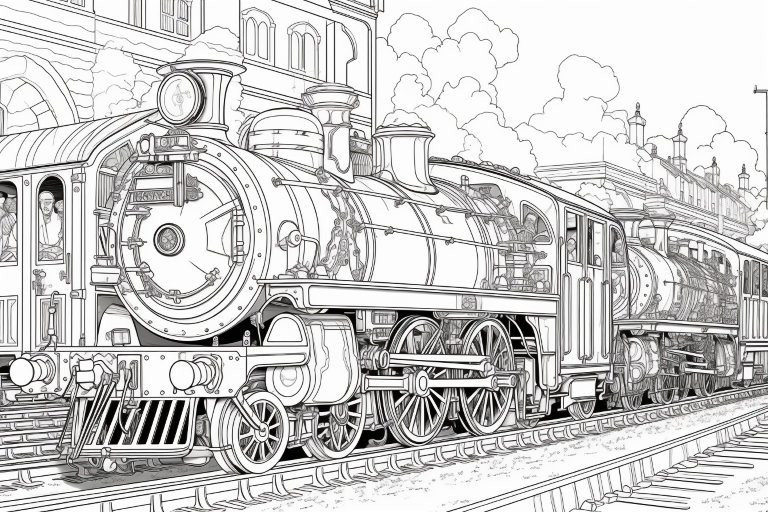 Train colouring pages for adults amazing patterns for stress relief digital colouring printable page