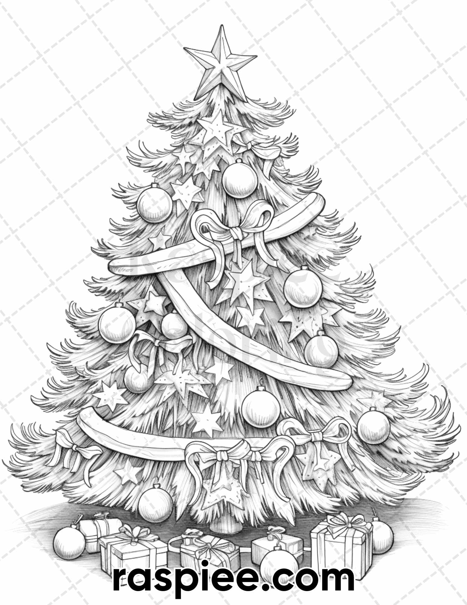 Christmas tree grayscale coloring pages for adults printable pdf i â coloring