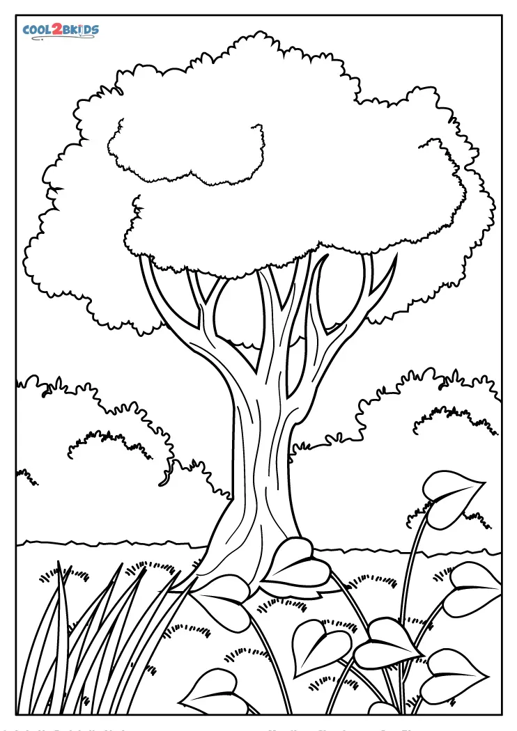 Free printable tree coloring pages for kids