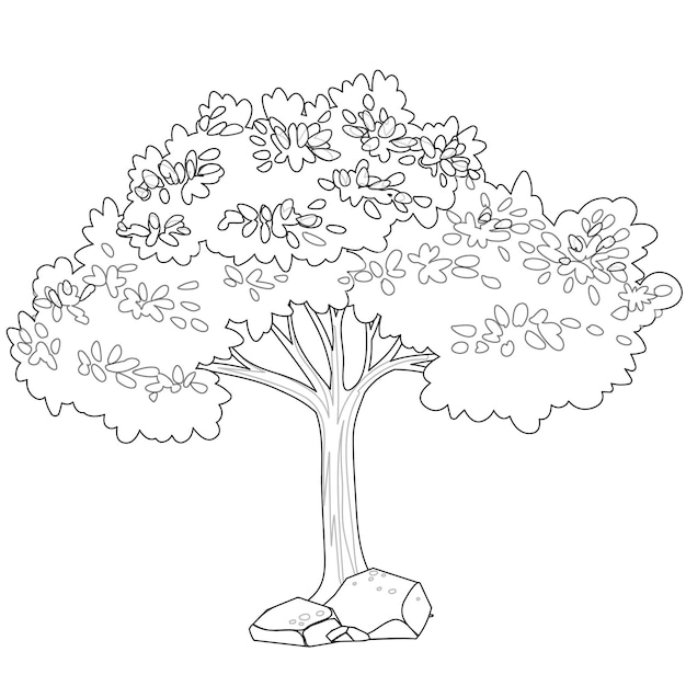 Premium vector hand drawn trees coloring pages for kids concept vector outline illustration sketch