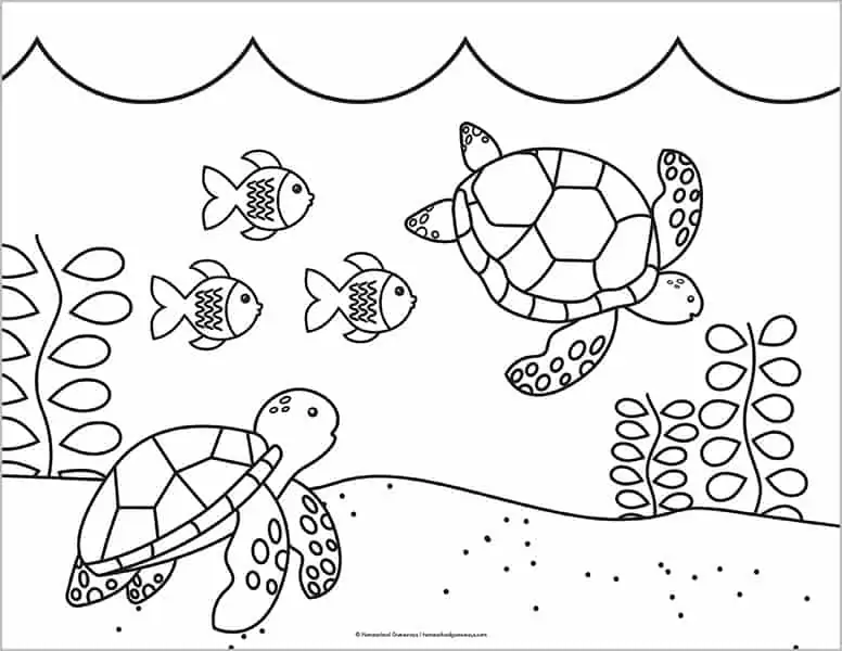 Free printable sea turtle coloring pages templates