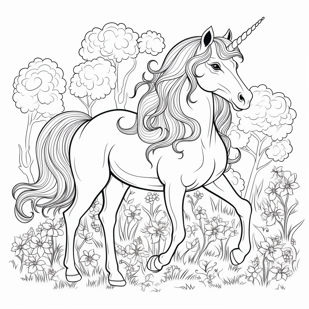 Realistic unicorn coloring pages