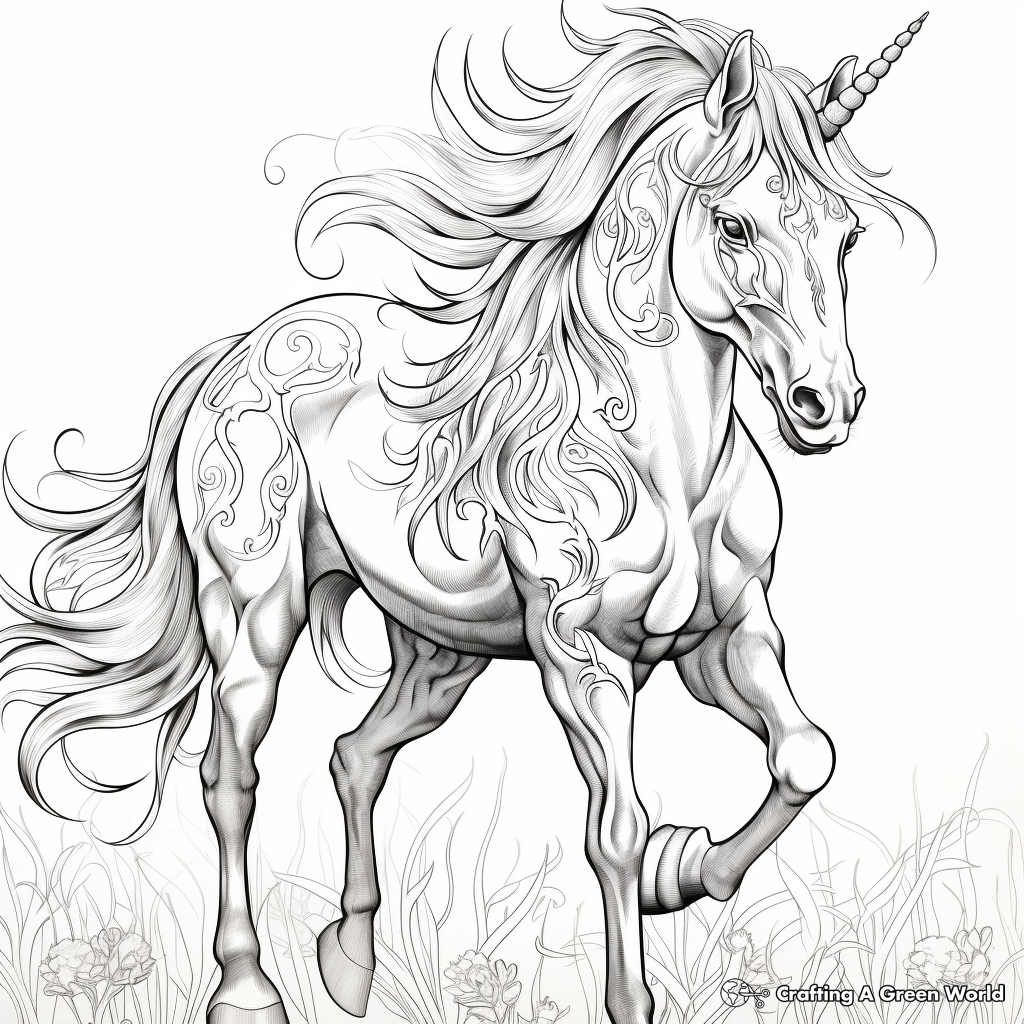 Big unicorn coloring pages