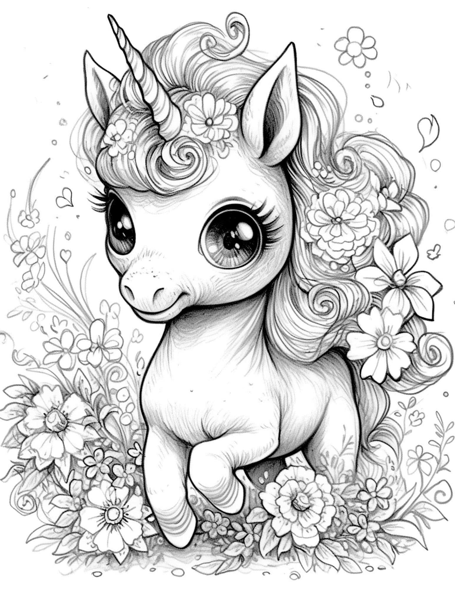 Magical unicorn coloring pages for kids and adults