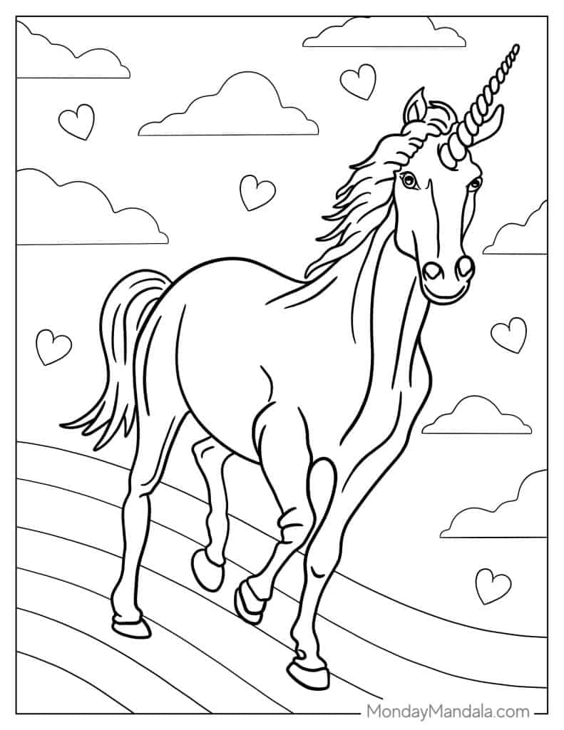 Unicorn coloring pages free pdf printables