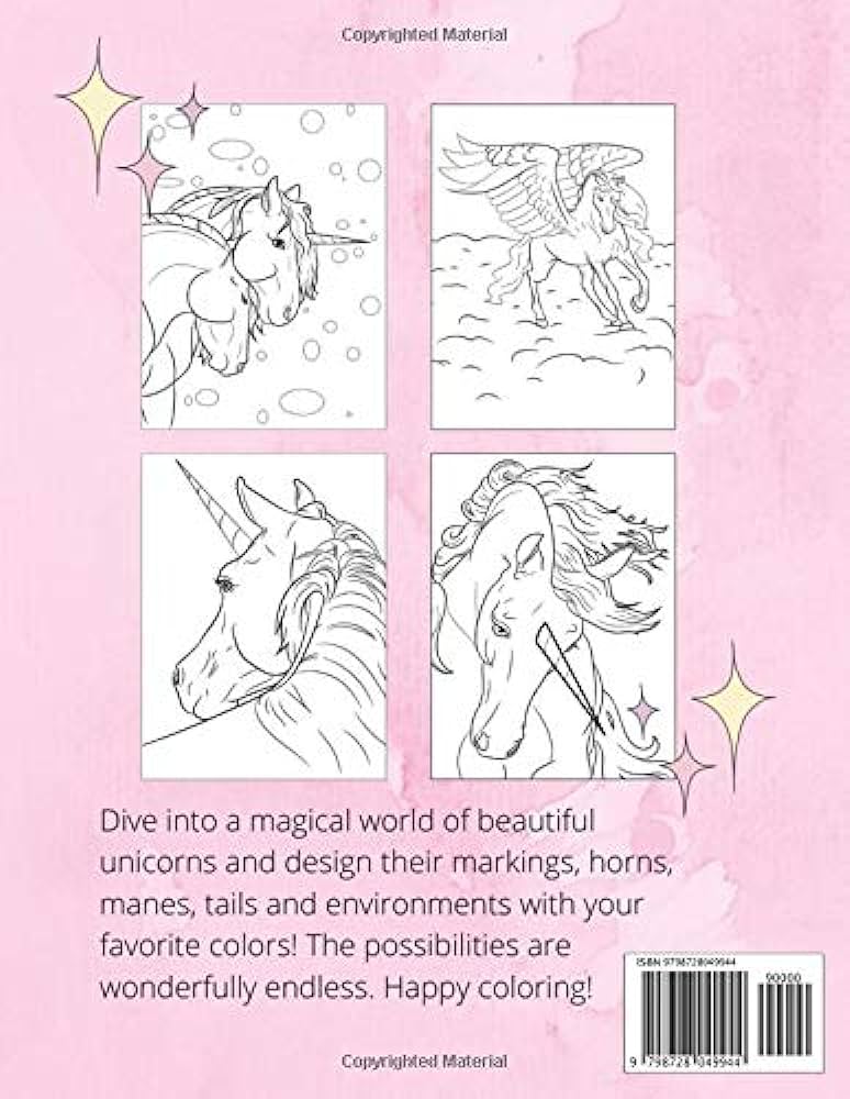 Unicorn coloring book realistic unicorn coloring pages for hours of relaxing coloring sarah katie books