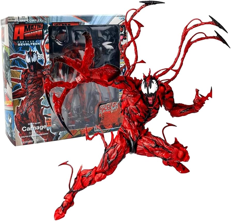 Venom action figure amazing spiderman carnage anime action pvc figure movable characters model statue toys desktop ornaments or kids boys birthday gift