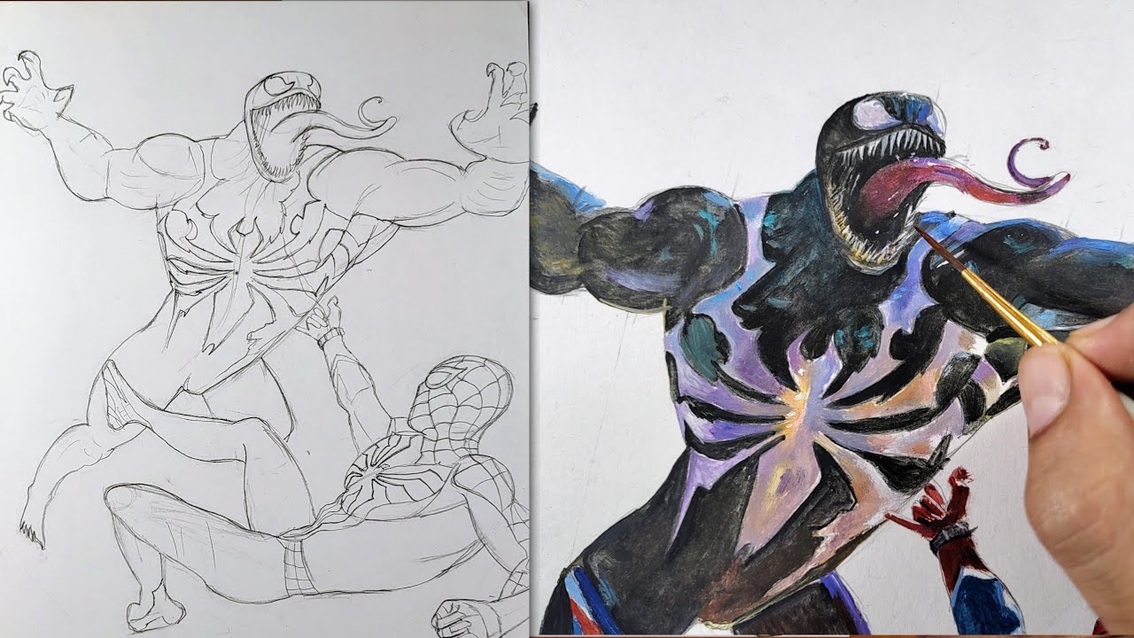 Spiderman vs venom coloring how to color easy