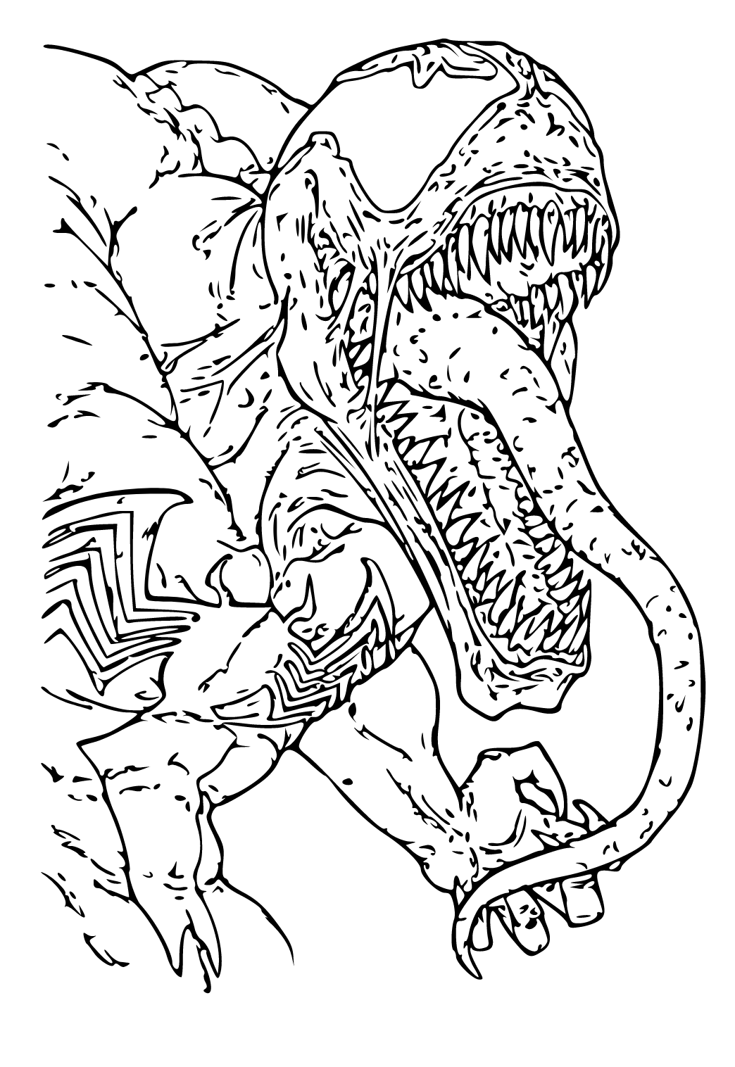 Free printable venom monster coloring page sheet and picture for adults and kids girls and boys