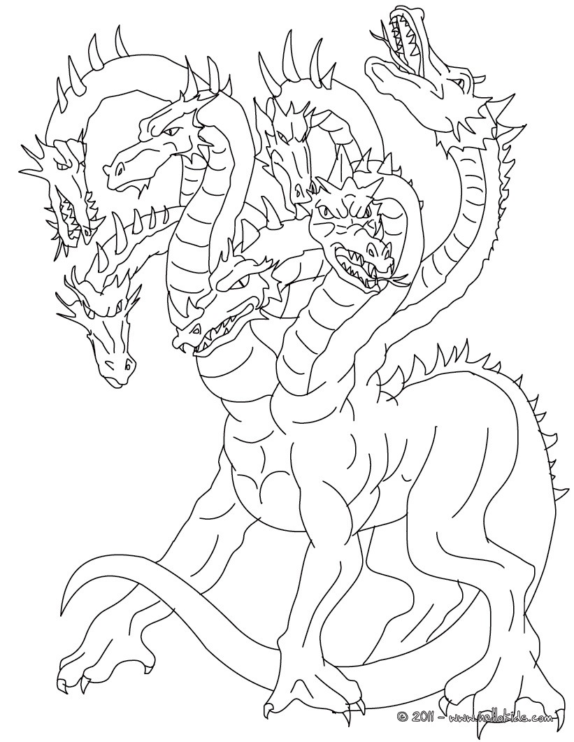 Lernean hydra the heads water dragon coloring pages