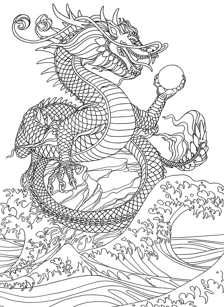 Sreimann artwork dragon coloring page water dragon chinese water dragon