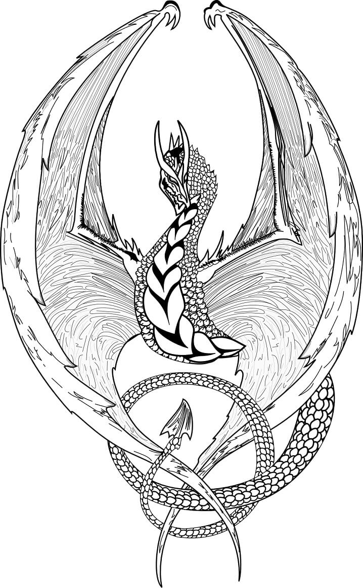 Fantasy dragon coloring page