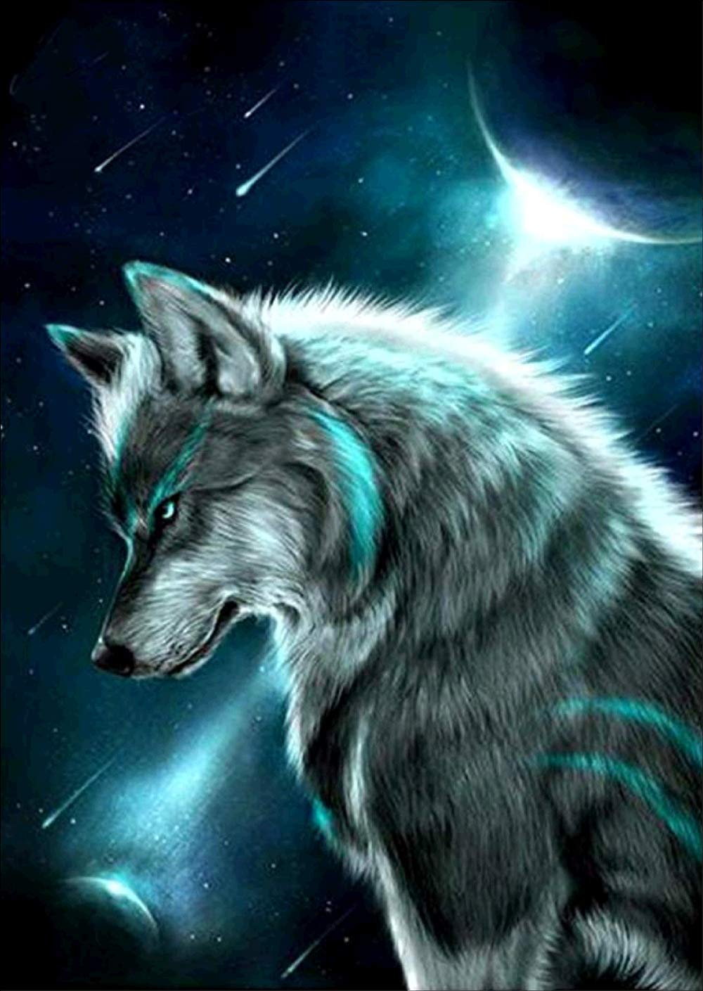 Ricuved wolf diamond painting kits for adults diamond painting wolf in the moonlight full drill diamond art kits for adults wolf crystal rhinestone embroidery arts craft wall decor x inches