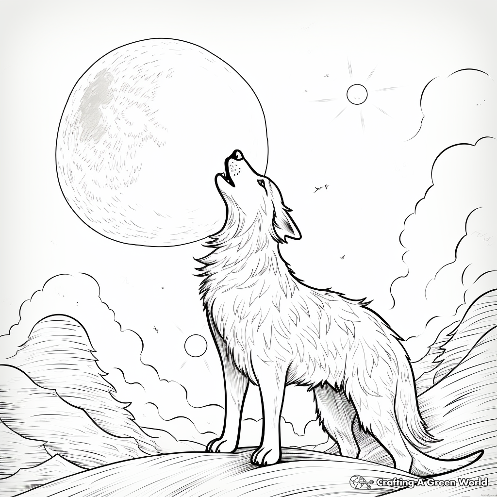 Wolf howling at the moon coloring pages