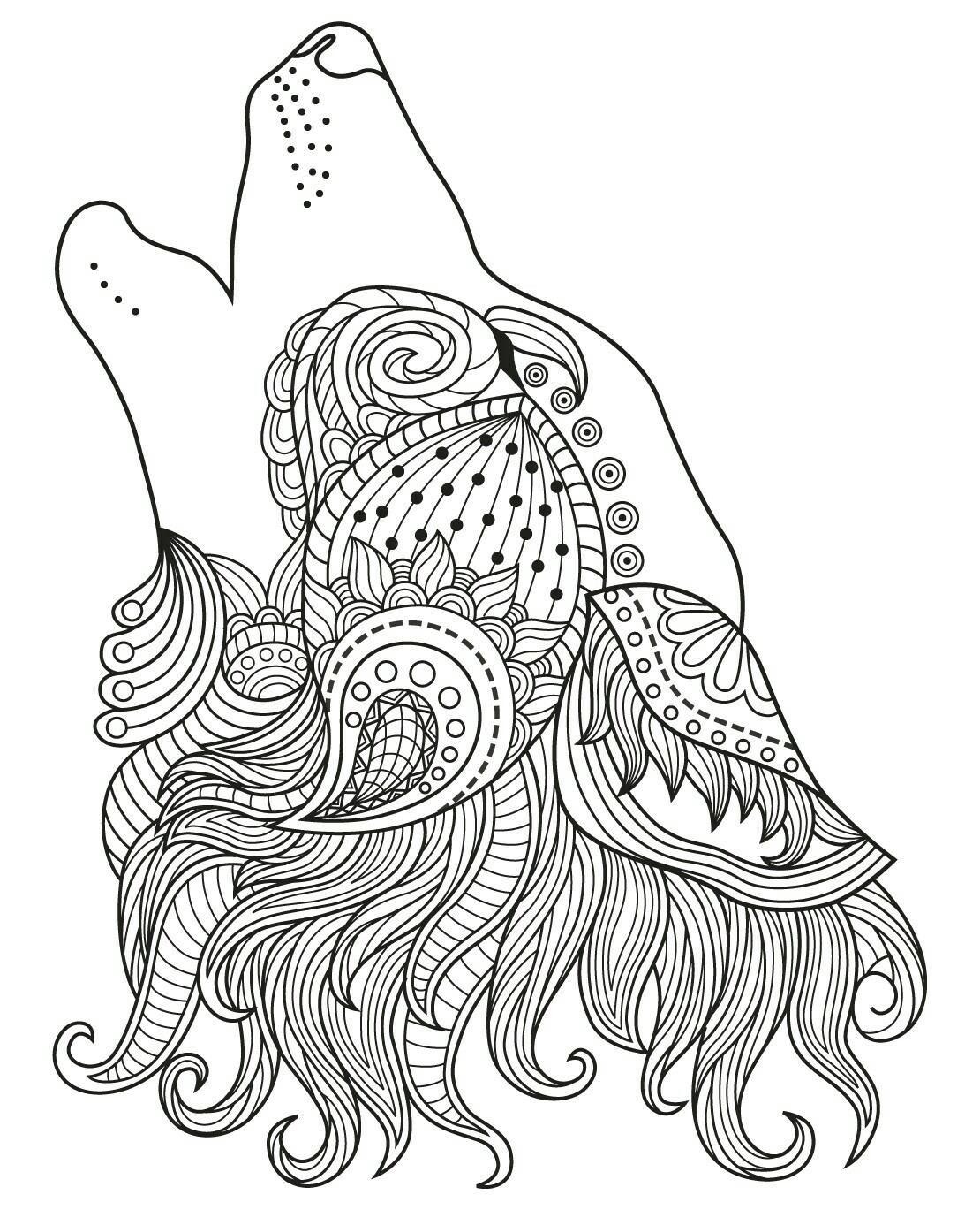 Wolf coloring pages for adults