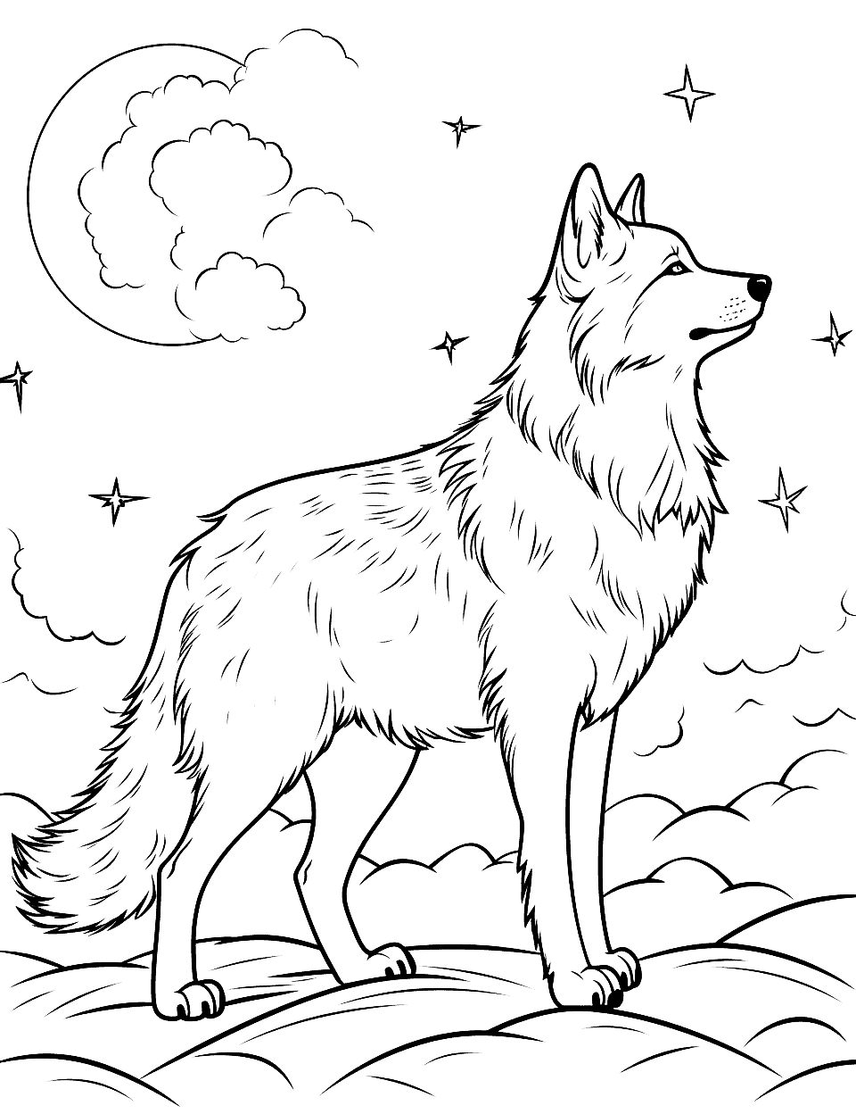 Wolf coloring pages free printable sheets