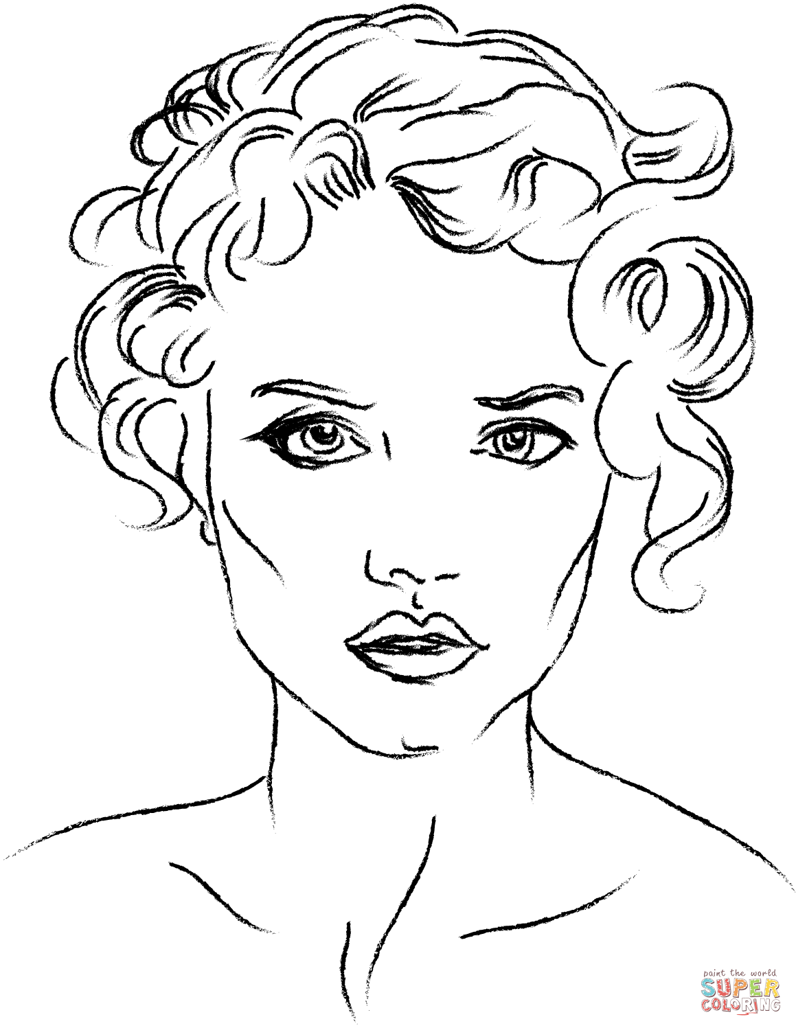 Womans face coloring page free printable coloring pages