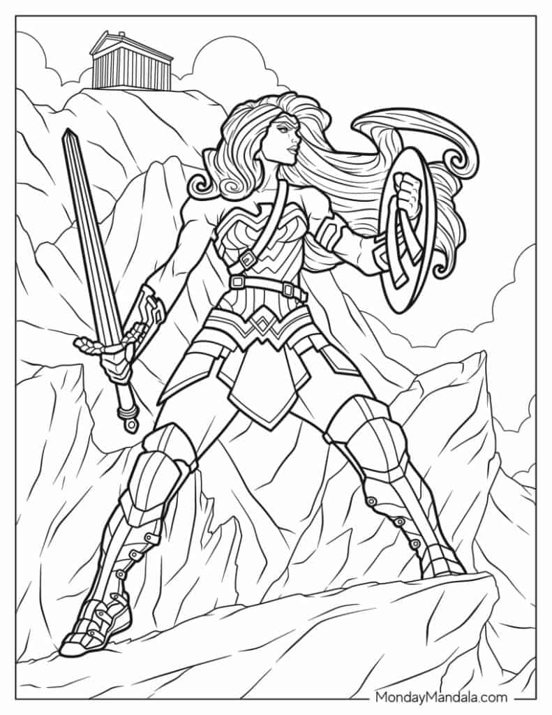 Wonder woman coloring pages free pdf printables