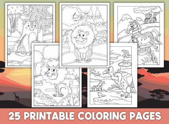 Wild animal coloring pages zoo animal coloring for kids realistic easy fun png party activity