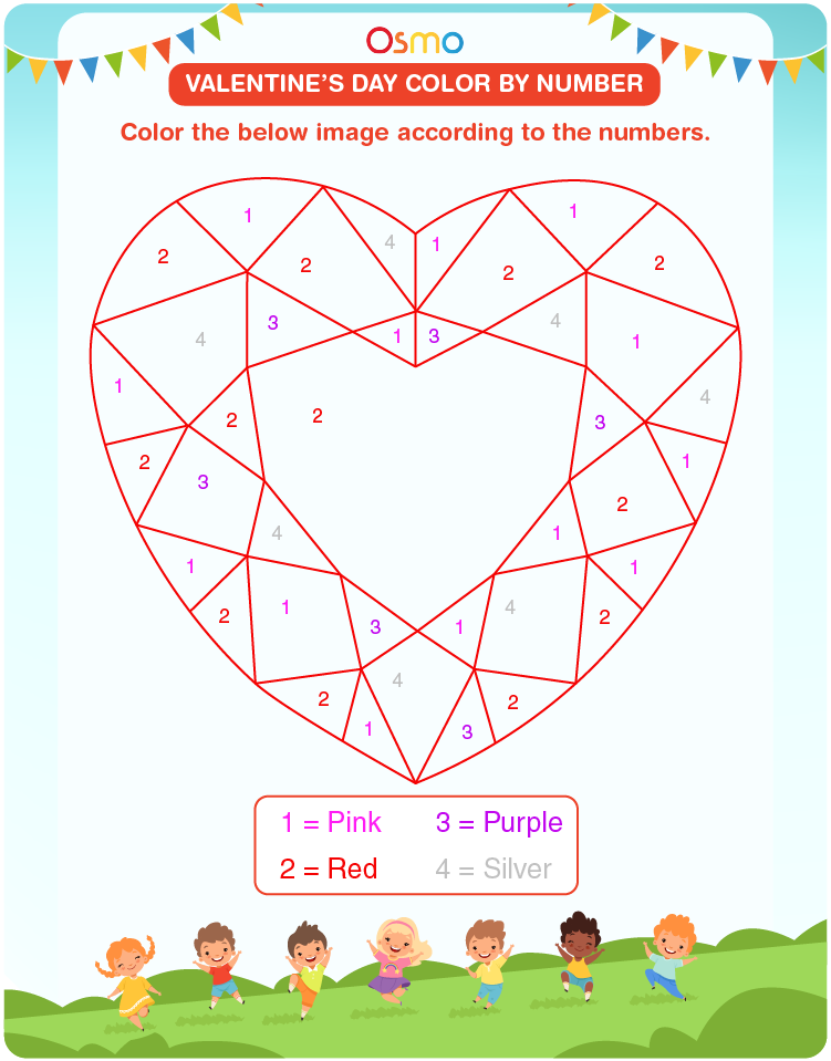 Valentines day color by number download free printables