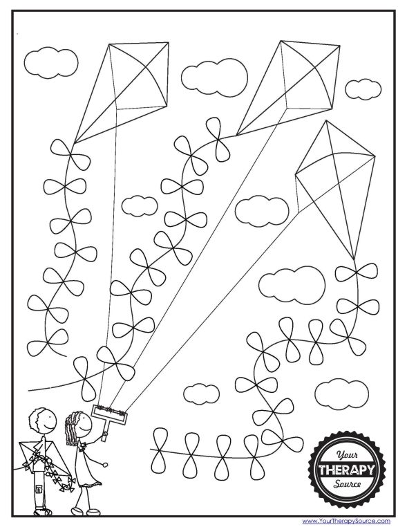 Kite coloring pages and free kite printables