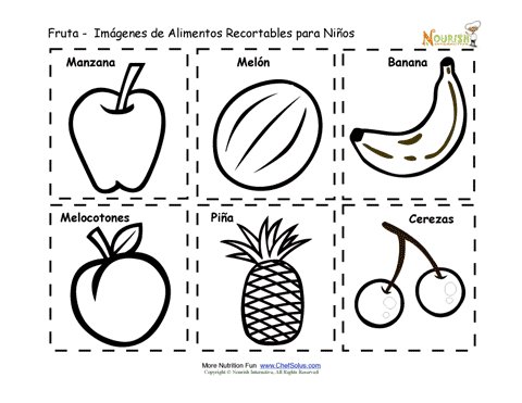 Recortabl imprimibl de tarjetas de memoria de alimentos de frutas para niãos