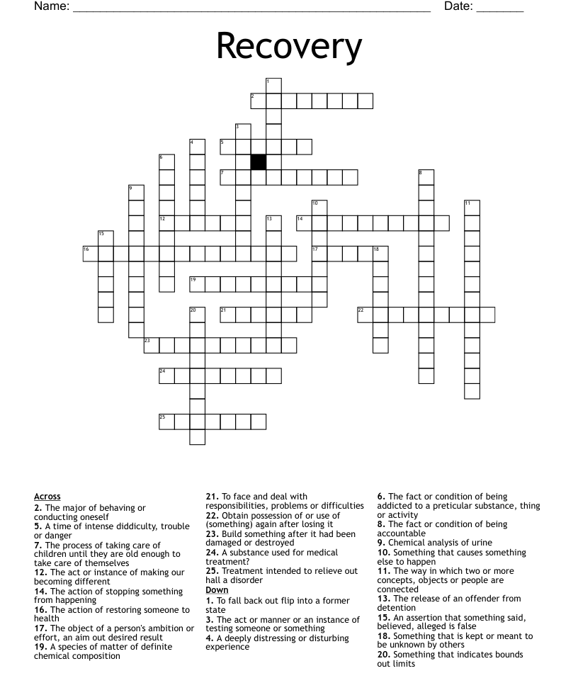 Recovery crossword