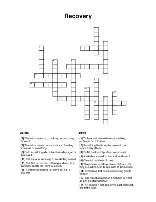 Recovery crossword puzzle