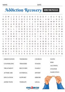 Printable recovery word search