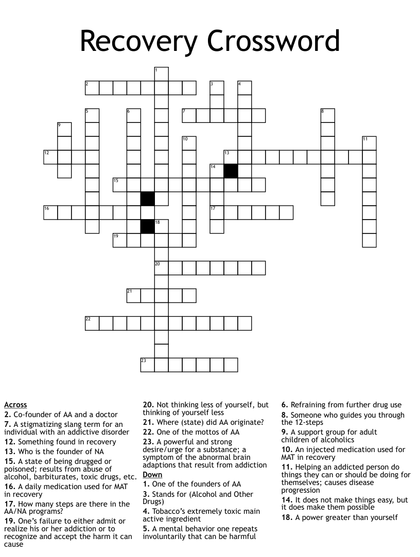 Recovery crossword