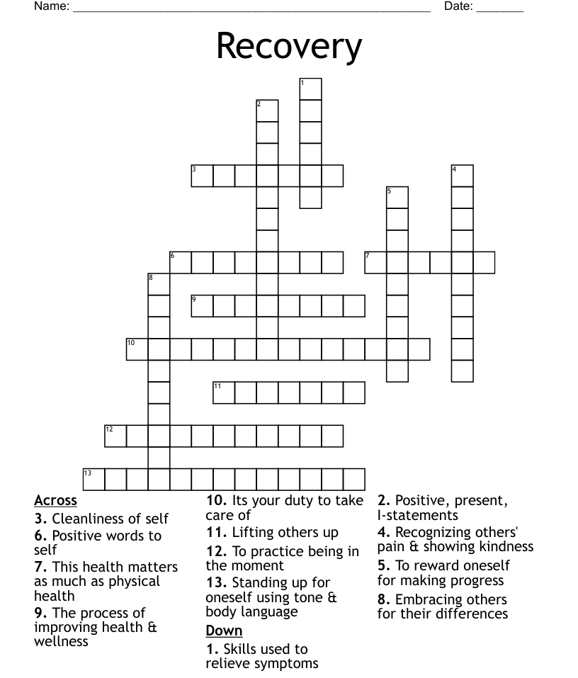 Recovery crossword