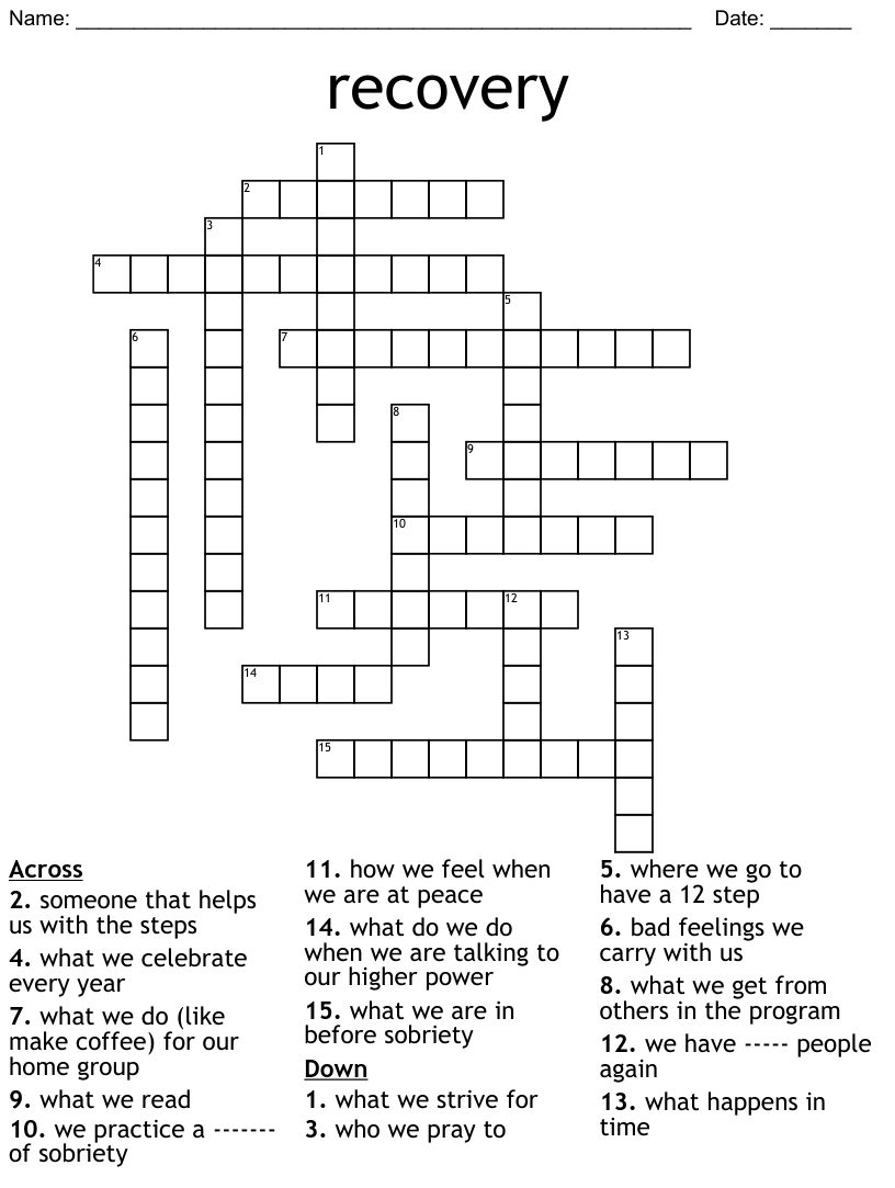 Recovery crossword