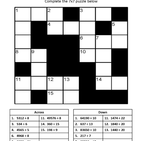 Division crossword puzzle