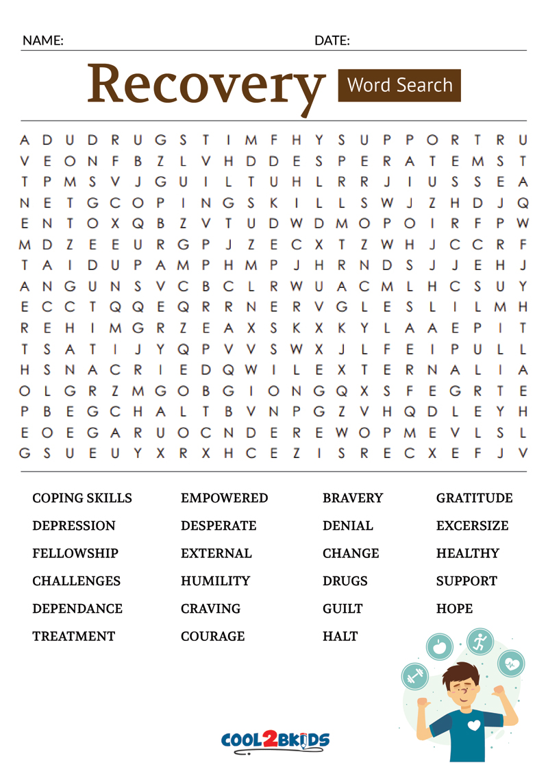 Printable recovery word search