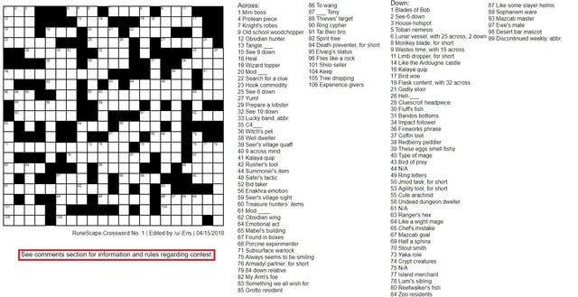 My attempt at a runescape crossword m cash prize to the winner rrunescape