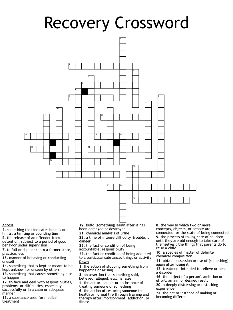 Recovery crossword