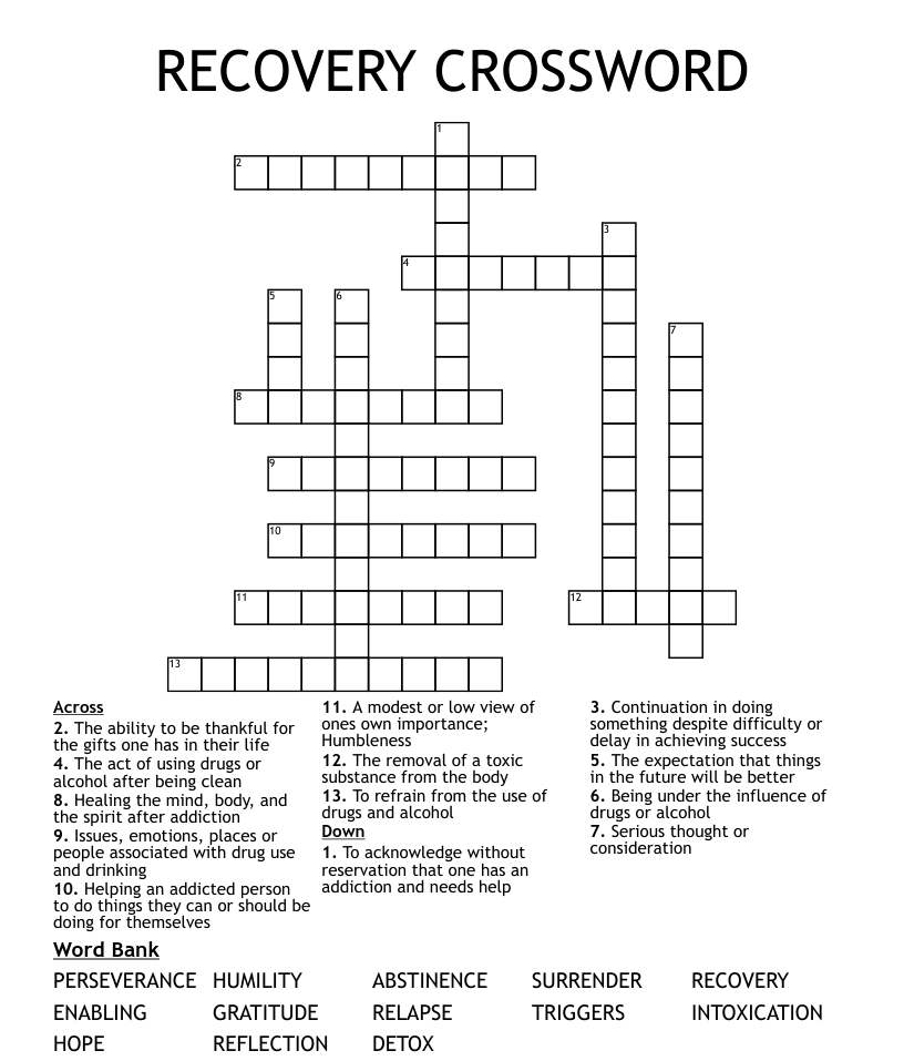 Recovery crossword