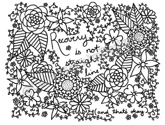 Recovery is not a straight line adult coloring page