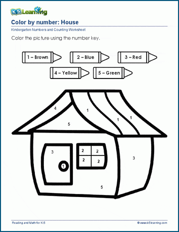 Color by number worksheets k learning