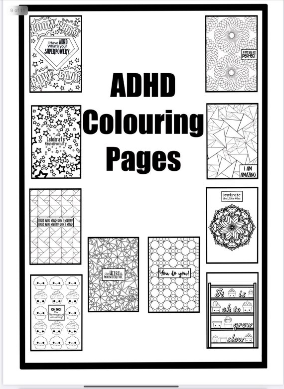 Adhd digital download colouring pages pdf neurodiverse colouring sheets uplifting mindfulness