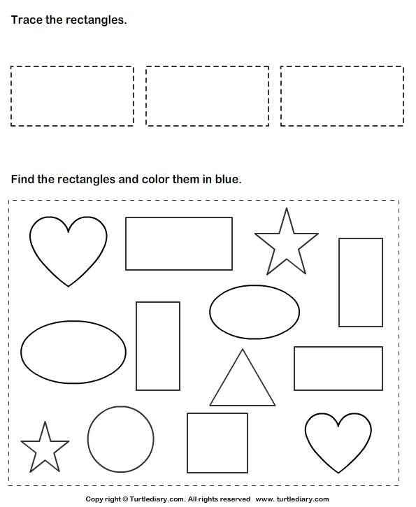 Trace rectangles and color them turtle diary worksheet