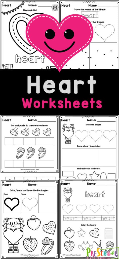 Free printable heart shape worksheets for preschool