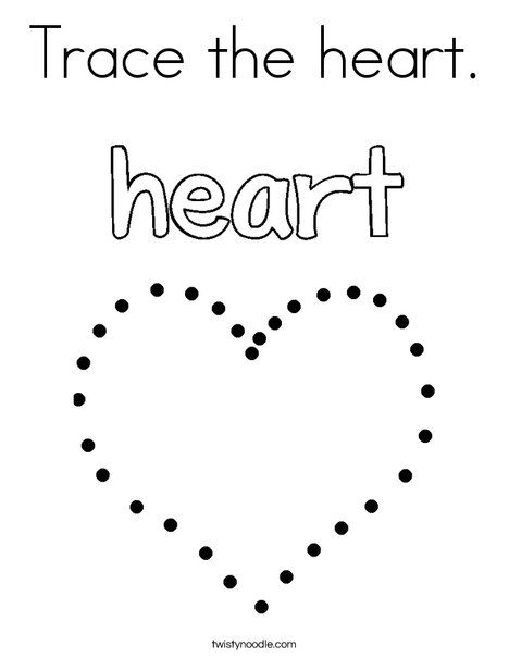 Trace the heart coloring page