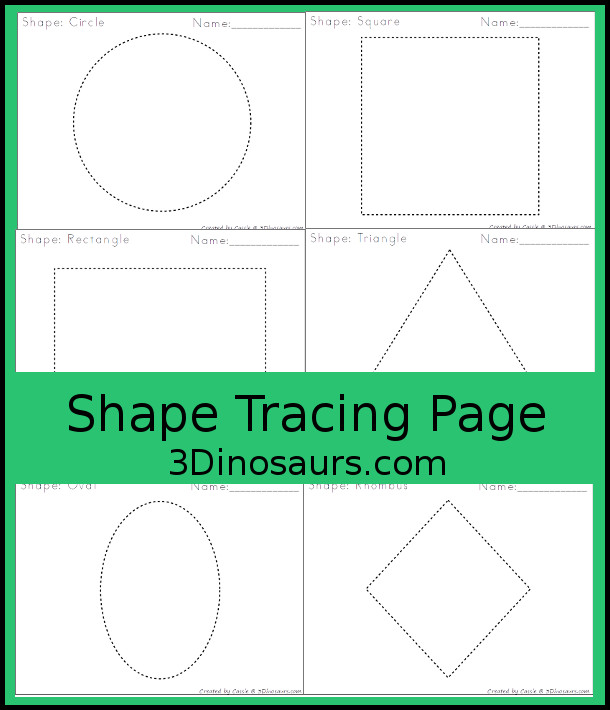 Free large shape tracing printable dinosaurs