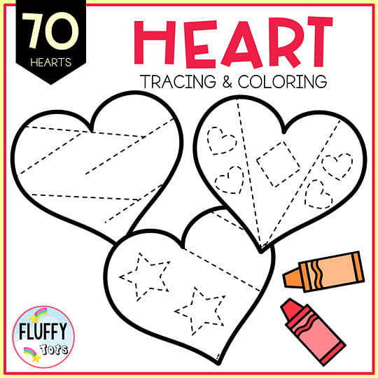 Fun easy heart tracing worksheet for preschool fine motor