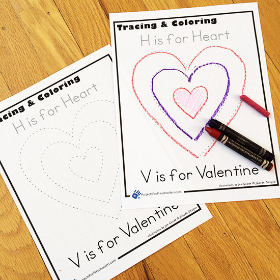 Tracing hearts for a fun valentine activity